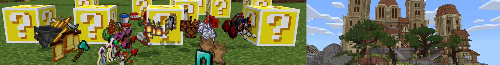 Panorama of the Minecraft Bedrock Marketplace product Lucky Blocks World! created by Pickaxe Studios.