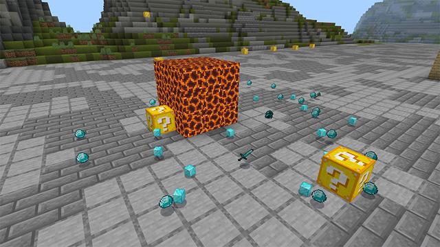 Screenshot of the Minecraft Bedrock Marketplace product LUCKY BLOCKS! created by Pickaxe Studios.