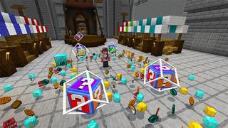 Screenshot of the Minecraft Bedrock Marketplace product Magic Lucky Blocks created by Pickaxe Studios.