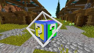 Screenshot of the Minecraft Bedrock Marketplace product Magic Lucky Blocks created by Pickaxe Studios.