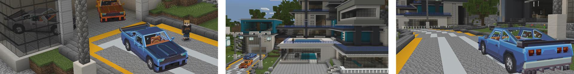 Panorama of the Minecraft Bedrock Marketplace product MEGA RICH MANSION created by Pickaxe Studios.