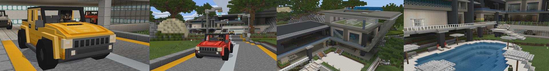 Panorama of the Minecraft Bedrock Marketplace product Millionaire Mega Mansion created by Pickaxe Studios.