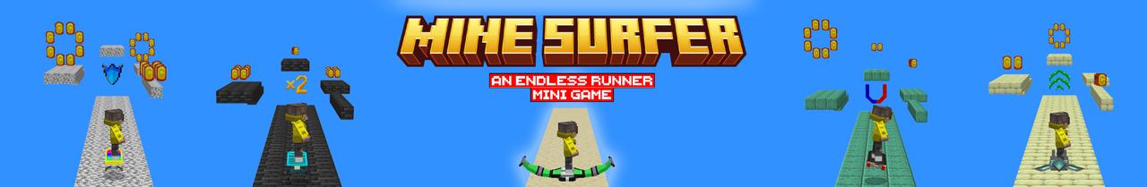 Panorama of the Minecraft Bedrock Marketplace product MINE SURFER created by Pickaxe Studios.