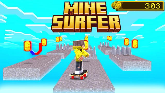 Thumbnail of the Minecraft Bedrock Marketplace product MINE SURFER created by Pickaxe Studios.