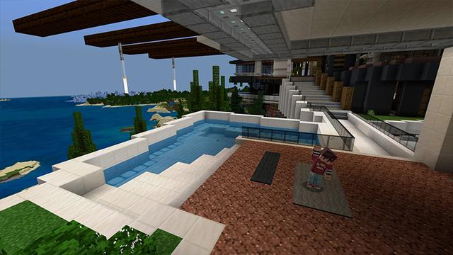 Screenshot of the Minecraft Bedrock Marketplace product Modern Mansion created by Pickaxe Studios.