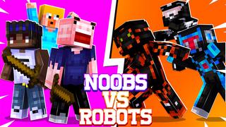 Thumbnail of the Minecraft Bedrock Marketplace product Noobs vs Robots created by Pickaxe Studios.