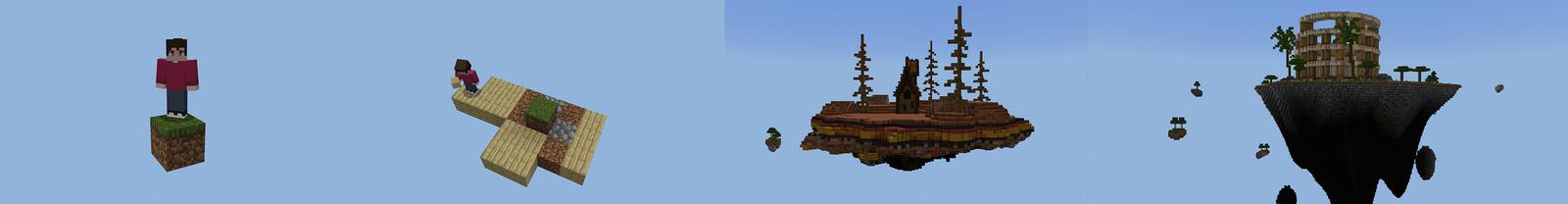 Panorama of the Minecraft Bedrock Marketplace product ONE BLOCK SURVIVAL! created by Pickaxe Studios.