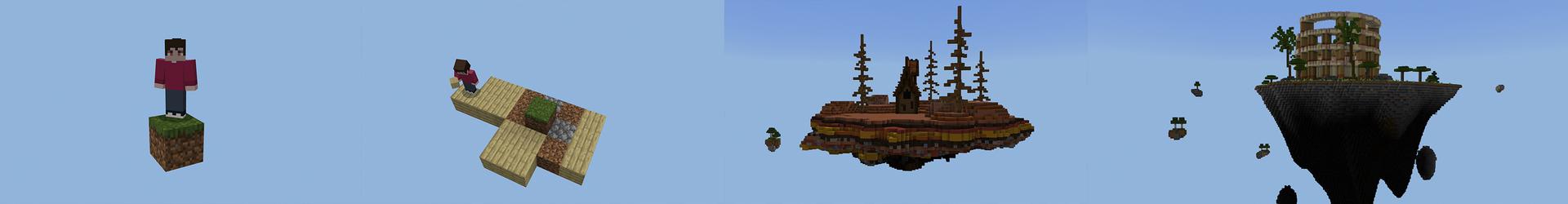 Panorama of the Minecraft Bedrock Marketplace product ONE BLOCK SURVIVAL! created by Pickaxe Studios.
