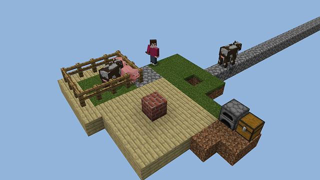 Screenshot of the Minecraft Bedrock Marketplace product ONE BLOCK SURVIVAL! created by Pickaxe Studios.