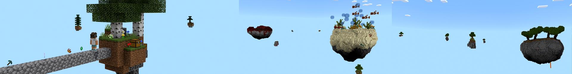 Panorama of the Minecraft Bedrock Marketplace product Random Drops Skyblock created by Pickaxe Studios.