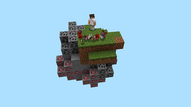Screenshot of the Minecraft Bedrock Marketplace product Random Drops Skyblock created by Pickaxe Studios.
