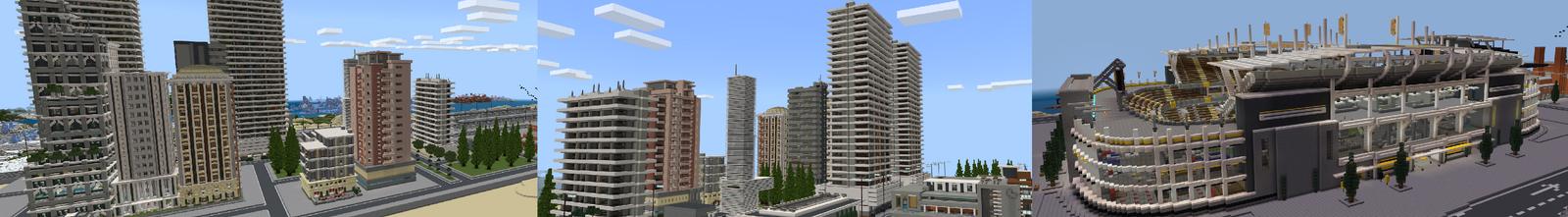Panorama of the Minecraft Bedrock Marketplace product REALISTIC CITY created by Pickaxe Studios.