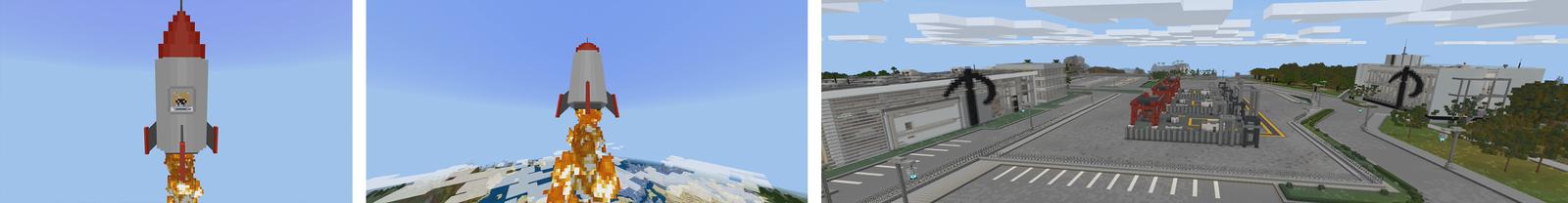 Panorama of the Minecraft Bedrock Marketplace product ROCKETS! created by Pickaxe Studios.