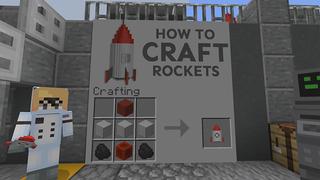Screenshot of the Minecraft Bedrock Marketplace product ROCKETS! created by Pickaxe Studios.