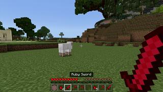 Screenshot of the Minecraft Bedrock Marketplace product RUBY ORE Tool World created by Pickaxe Studios.