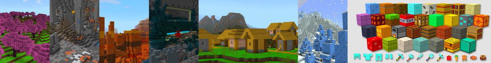 Panorama of the Minecraft Bedrock Marketplace product Simple Texture Pack created by Pickaxe Studios.