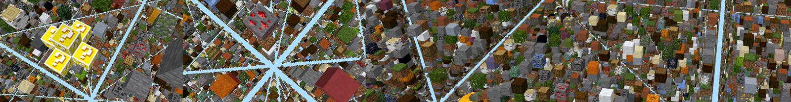 Panorama of the Minecraft Bedrock Marketplace product SKY GRID Lucky Blocks! created by Pickaxe Studios.