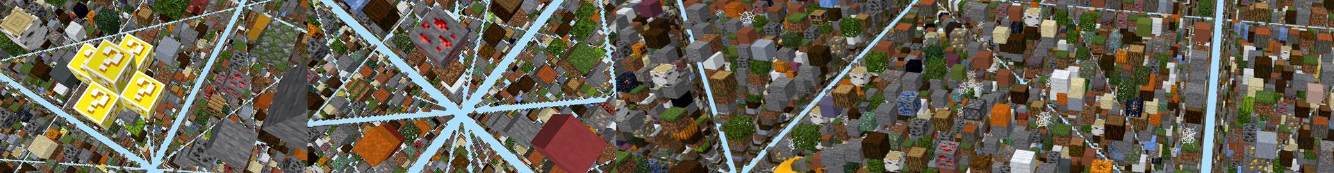 Panorama of the Minecraft Bedrock Marketplace product SKY GRID Lucky Blocks! created by Pickaxe Studios.