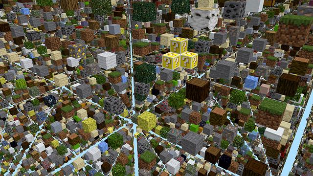 Screenshot of the Minecraft Bedrock Marketplace product SKY GRID Lucky Blocks! created by Pickaxe Studios.
