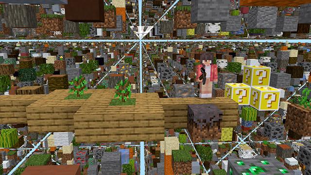 Screenshot of the Minecraft Bedrock Marketplace product SKY GRID Lucky Blocks! created by Pickaxe Studios.