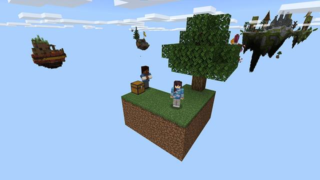 Screenshot of the Minecraft Bedrock Marketplace product Skyblock created by Pickaxe Studios.
