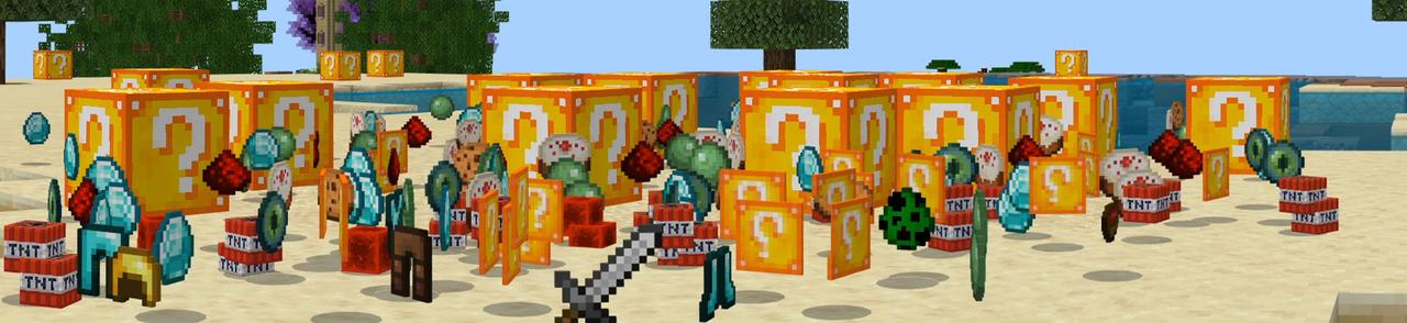 Panorama of the Minecraft Bedrock Marketplace product SKYBLOCK LUCKY BLOCK created by Pickaxe Studios.