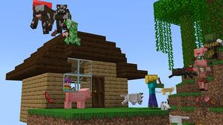 Screenshot of the Minecraft Bedrock Marketplace product Skyblock: MOB RAIN! created by Pickaxe Studios.