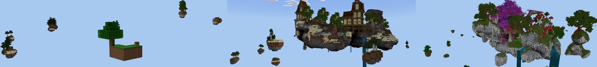 Panorama of the Minecraft Bedrock Marketplace product Skyblock++ created by Pickaxe Studios.