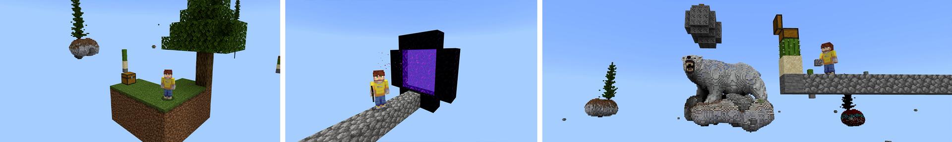 Panorama of the Minecraft Bedrock Marketplace product SKYBLOCK SURVIVAL created by Pickaxe Studios.