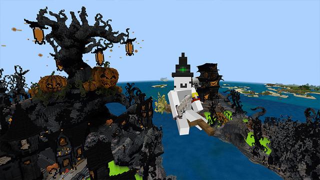 Screenshot of the Minecraft Bedrock Marketplace product Spooky Village created by Pickaxe Studios.
