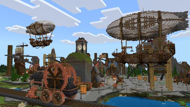 Screenshot of the Minecraft Bedrock Marketplace product STEAMPUNK VILLAGE created by Pickaxe Studios.
