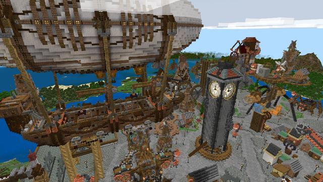 Screenshot of the Minecraft Bedrock Marketplace product STEAMPUNK VILLAGE created by Pickaxe Studios.