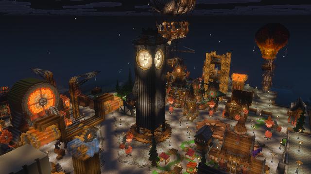 Screenshot of the Minecraft Bedrock Marketplace product STEAMPUNK VILLAGE created by Pickaxe Studios.