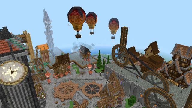 Screenshot of the Minecraft Bedrock Marketplace product STEAMPUNK VILLAGE created by Pickaxe Studios.