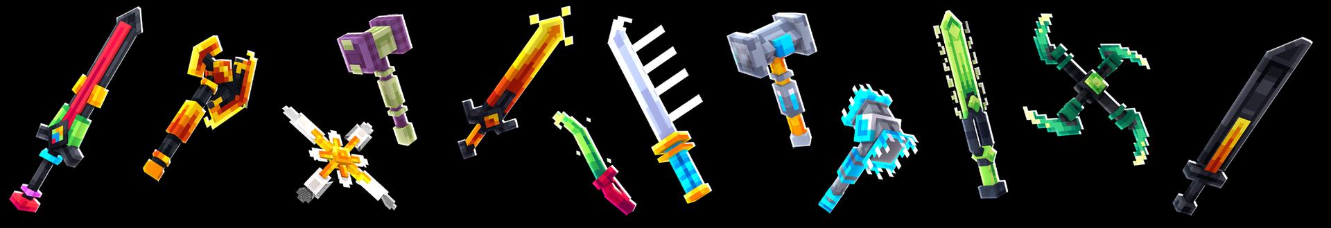 Panorama of the Minecraft Bedrock Marketplace product SWORDS++ created by Pickaxe Studios.