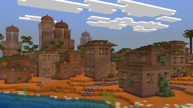 Screenshot of the Minecraft Bedrock Marketplace product TEMPLE VILLAGE created by Pickaxe Studios.