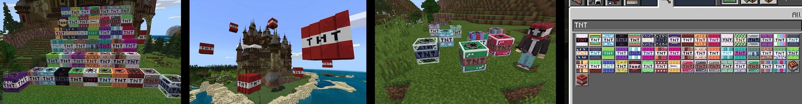 Panorama of the Minecraft Bedrock Marketplace product TNT+ created by Pickaxe Studios.