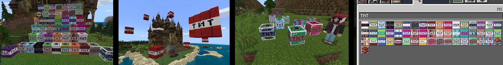 Panorama of the Minecraft Bedrock Marketplace product TNT+ created by Pickaxe Studios.