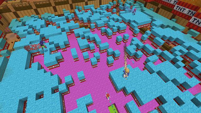 Screenshot of the Minecraft Bedrock Marketplace product TNT RUN created by Pickaxe Studios.