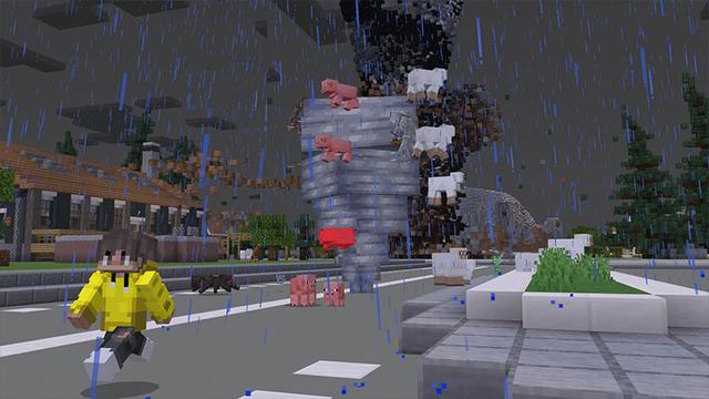 Screenshot of the Minecraft Bedrock Marketplace product TORNADO! created by Pickaxe Studios.