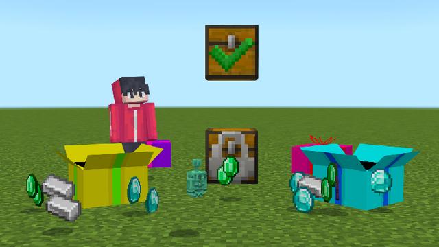 Screenshot of the Minecraft Bedrock Marketplace product TRADING Add-On created by Pickaxe Studios.