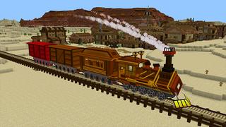 Screenshot of the Minecraft Bedrock Marketplace product TRAINS Add-On created by Pickaxe Studios.