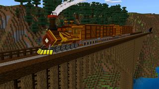 Screenshot of the Minecraft Bedrock Marketplace product TRAINS Add-On created by Pickaxe Studios.