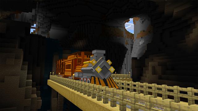 Screenshot of the Minecraft Bedrock Marketplace product TRAINS Add-On created by Pickaxe Studios.