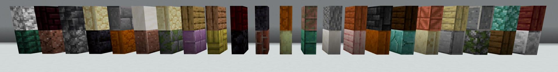 Panorama of the Minecraft Bedrock Marketplace product VERTICAL SLABS+ created by Pickaxe Studios.