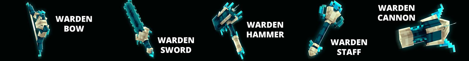 Panorama of the Minecraft Bedrock Marketplace product WARDEN TOOLS created by Pickaxe Studios.