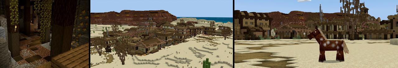 Panorama of the Minecraft Bedrock Marketplace product WESTERN created by Pickaxe Studios.
