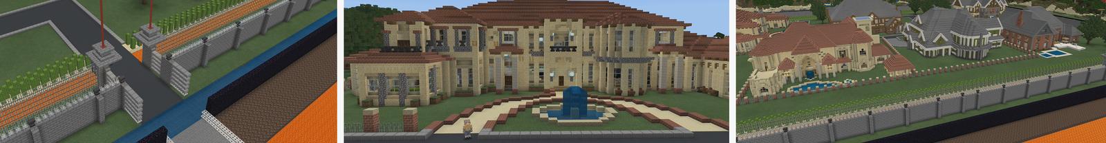Panorama of the Minecraft Bedrock Marketplace product World's Safest Mansions created by Pickaxe Studios.