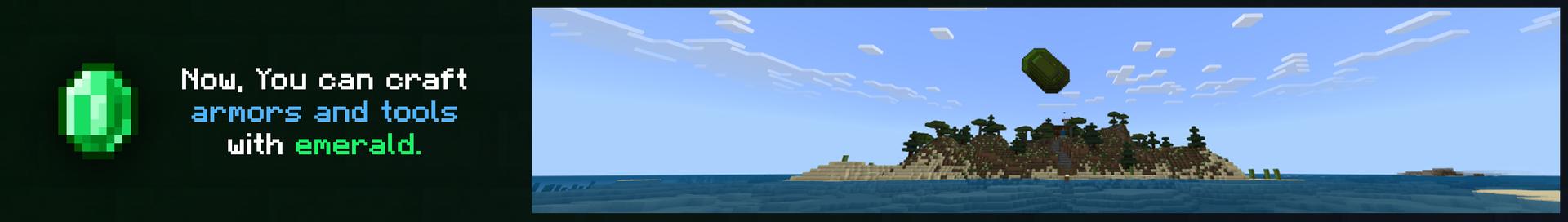 Panorama of the Minecraft Bedrock Marketplace product Emerald is Better! created by Piki Studios.