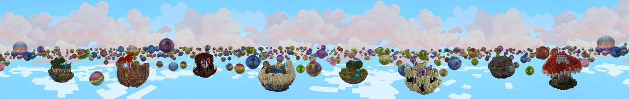 Panorama of the Minecraft Bedrock Marketplace product Epic Bubble Skyblocks created by Piki Studios.